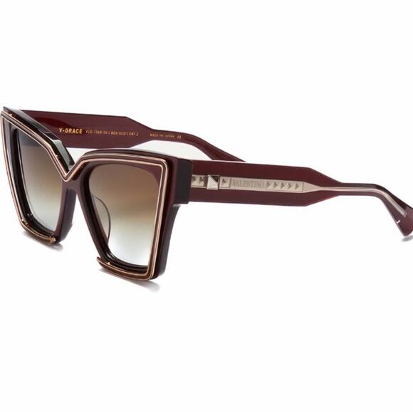 New! Valentino V GRACE VLS 126B Chic Oversized Burgundy Sunglasses, Authentic main image 6